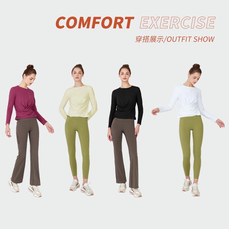 clothes women autumn cross tops yoga fitness for Pilates