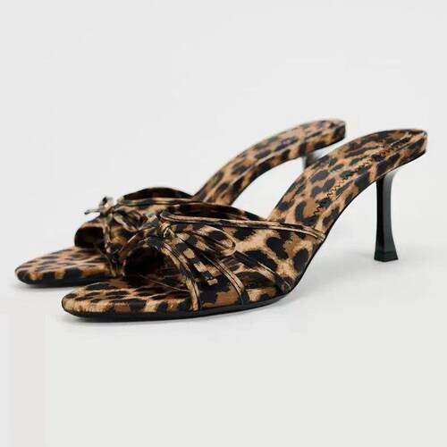 Women's Fashion Leopard Print Mule Sandals  Elegant Pointed