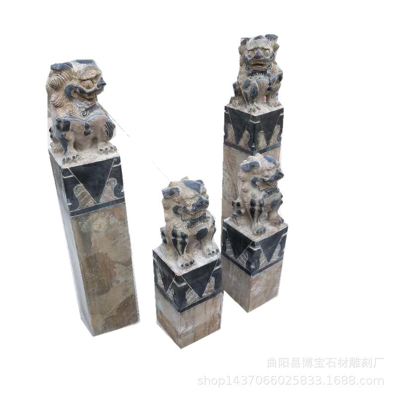 仿古青石石雕貔貅摆件庭院石雕貔貅一对家用一对开门摆放厂家