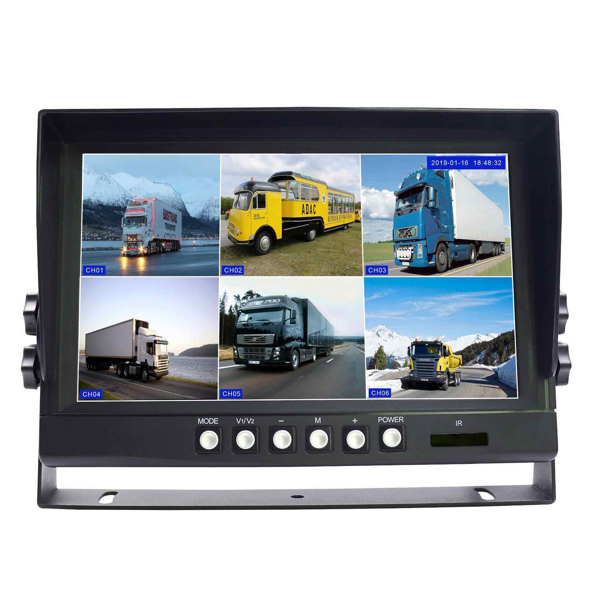 DC9-36V9寸 AHD 1080P高清车载显示器,8路分割显示