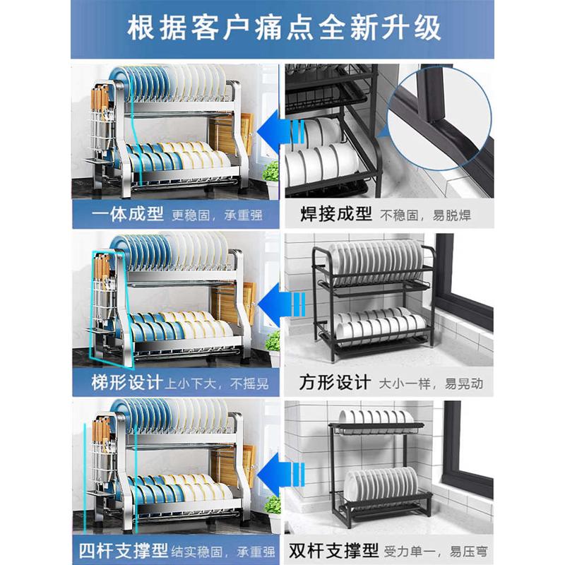 304不锈钢厨房碗碟置物架碗盘沥水架多功能放碗架碗筷收纳盒碗柜