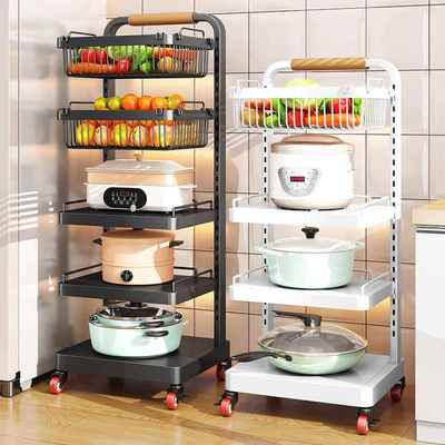厨房锅架多层置物架落地式家用蔬菜放锅架子多功能移动锅具收纳架