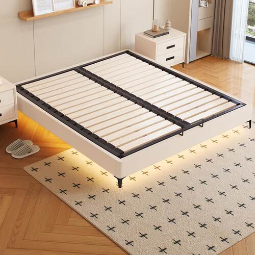 无床头实木榻榻米床钢木静音排骨架床架小户型双人无靠背床可定制