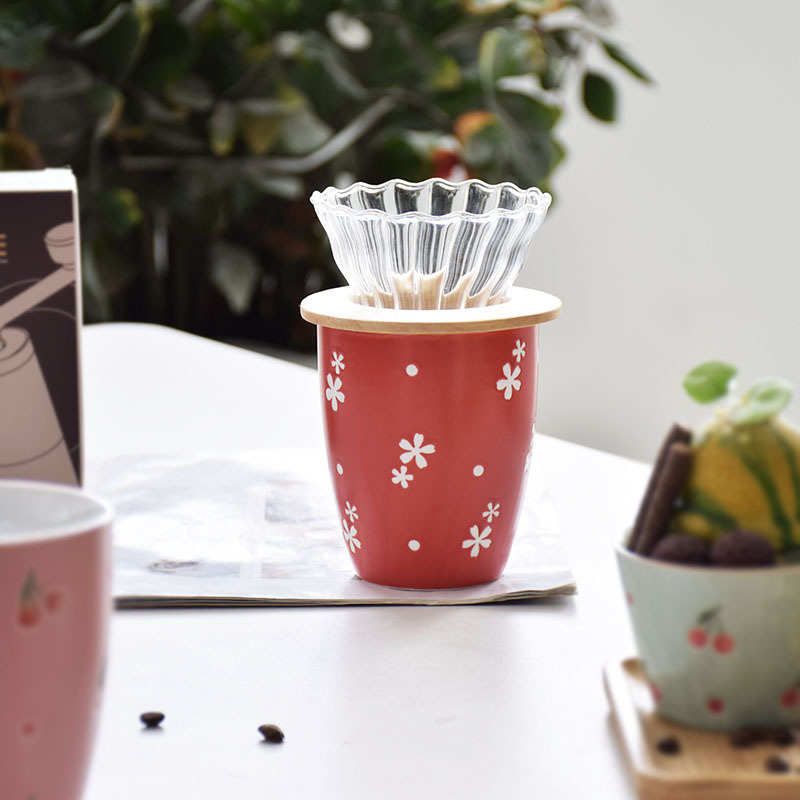 厂家直销陶瓷手绘碎花创意陶瓷杯咖啡滤全套手磨手冲咖啡具家用套