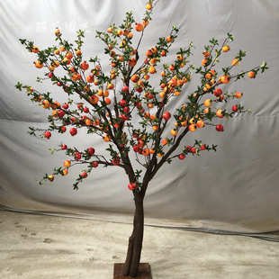 仿真石榴果树假石榴树大型实木水果树落地仿真果树装饰摆件