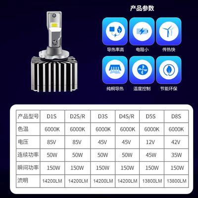 汽车led大灯超亮D1S D2S D3S D4S D5S D2H灯泡 近光远光5改装海拉