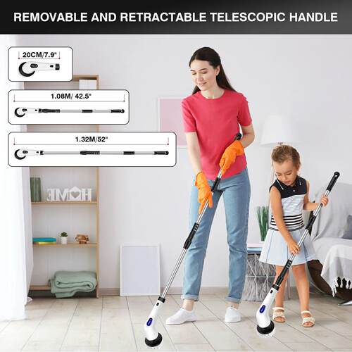 Electric Spin Scrubber Cordless Electric Cleaning Brush with