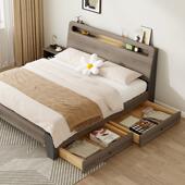 床 实木现代简约1.5米双人家用主卧单人1米2出租房屋用经济型床架