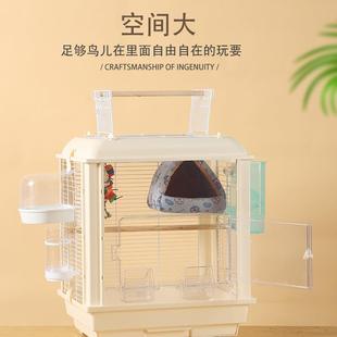 虎皮八哥实木鸟笼笼子斑鸠鸟笼子大号豪华折叠牡丹信鸽喂鸟立式