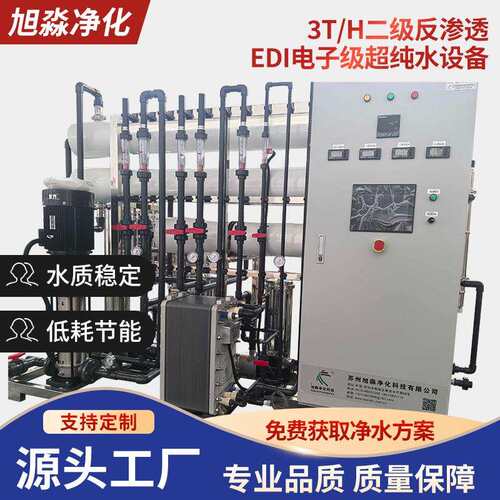 3吨二级反渗透EDI电子级超纯水设备大型工业去离子水处理设备