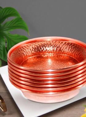 藏密坊 朵玛供盘小碟子红铜紫铜手工打磨供一套七个烟供薰香香盘