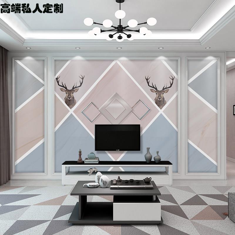 16d电视背景墙壁纸现代简约壁画客厅8d立体墙纸几何线条沙发墙布