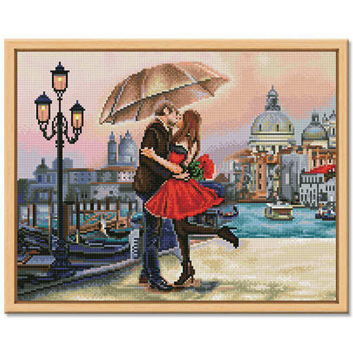 现代简约风欧式设计手工满钻带框浪漫爱情人物系室内摆件装饰画