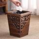 泰国新中式 实木垃圾桶家用木质覆古创意客厅化妆室中国风纸篓带盖