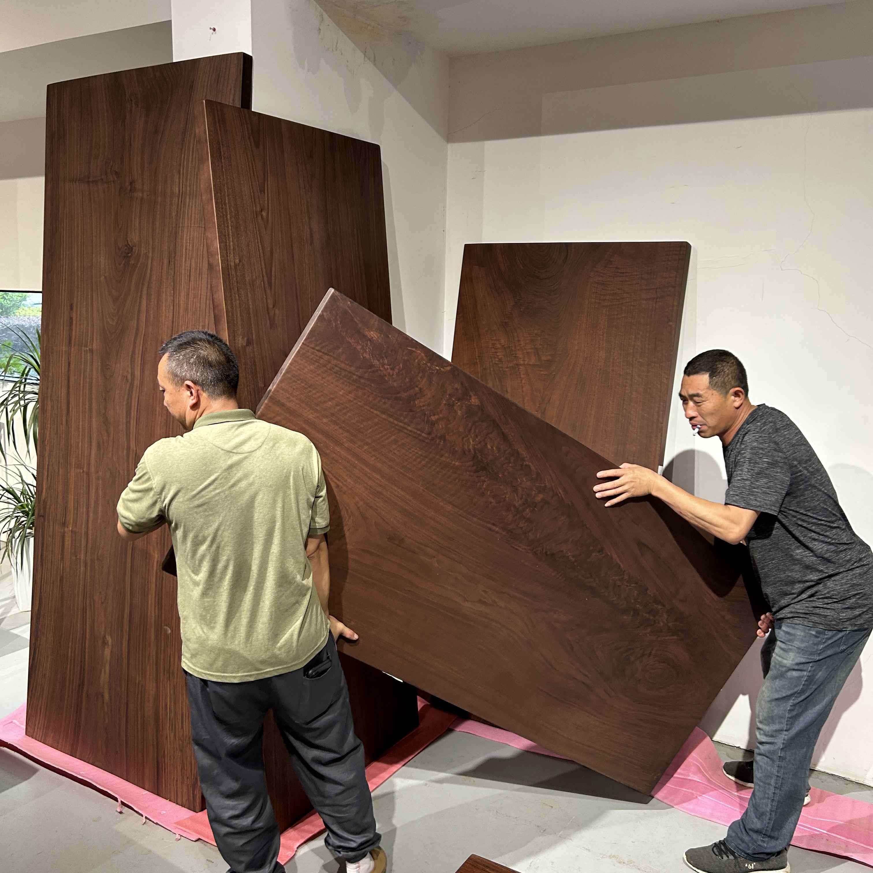 胡桃木大板北美黑胡桃木茶桌实木茶台原木整板简约餐桌茶板自然边