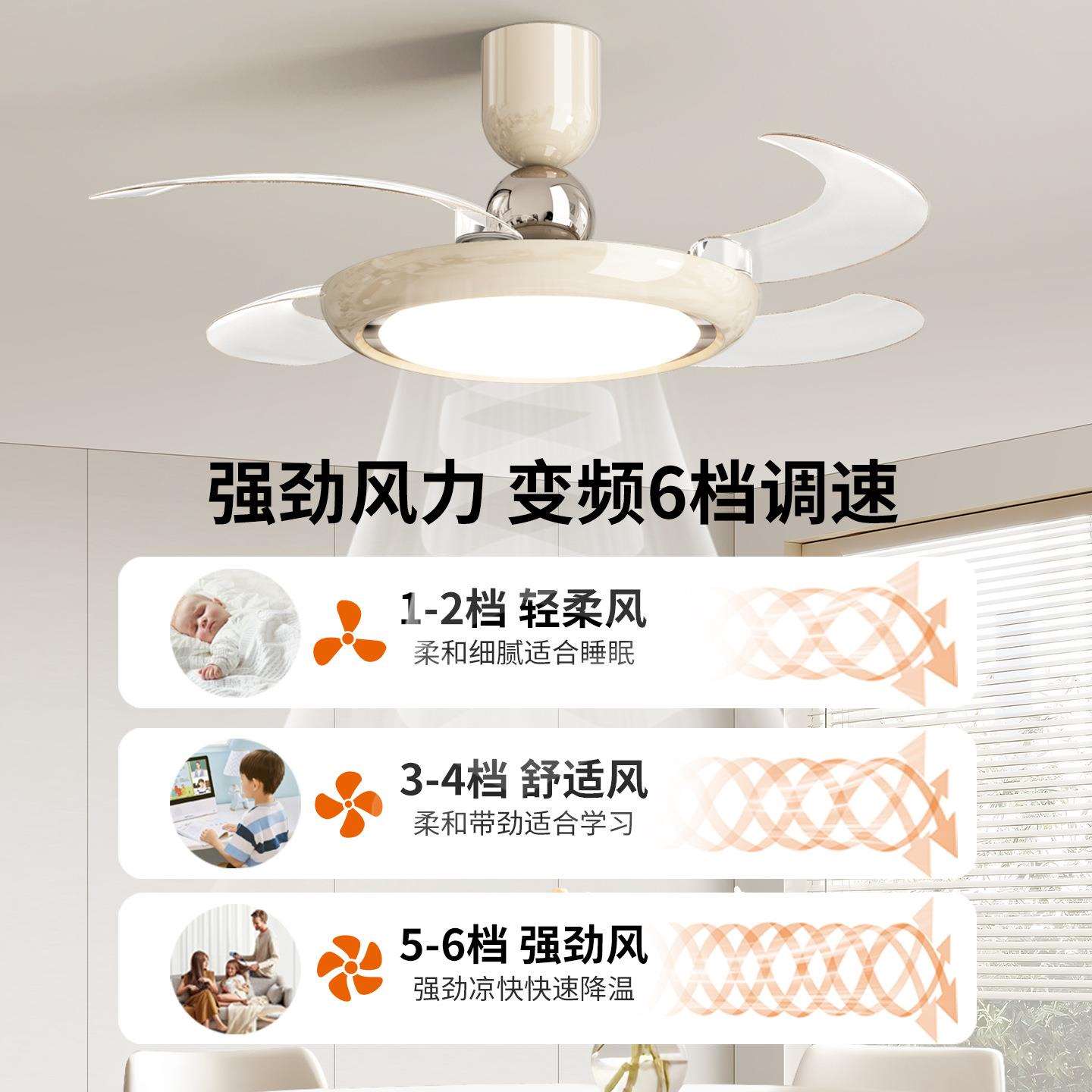 2026新款隐形护眼风扇灯吊扇一体灯餐厅卧室客厅专用中山灯具710L