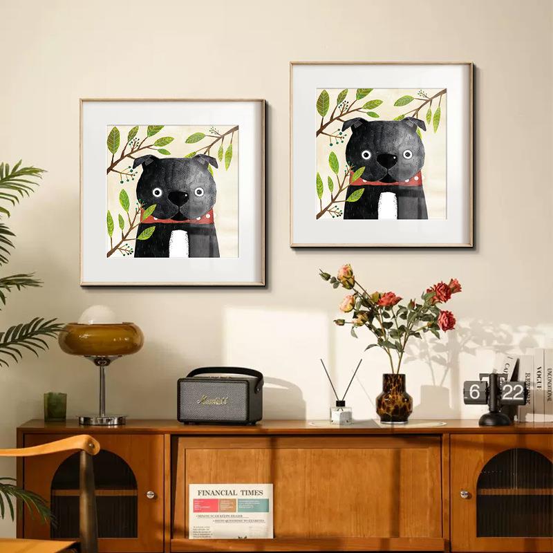 森林之家北欧原木风卧室装饰画绿色儿童房床头画温馨动物餐厅挂画