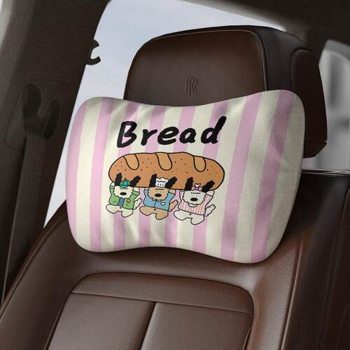 INKIx吴故事 可爱覆古文艺车枕车载头枕座椅绑带办公椅汽车护颈枕