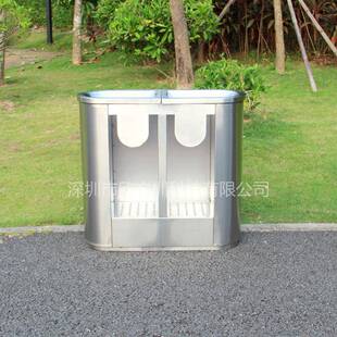 室内直投口立式不锈钢两分类垃圾桶40升地铁车站环卫透明桶果皮箱