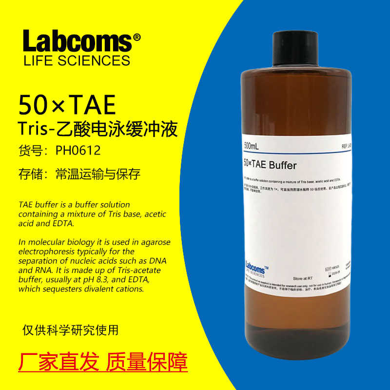 TAE缓冲液 50X Tris乙酸电泳缓冲液 50×核酸实验 500mL雷博康