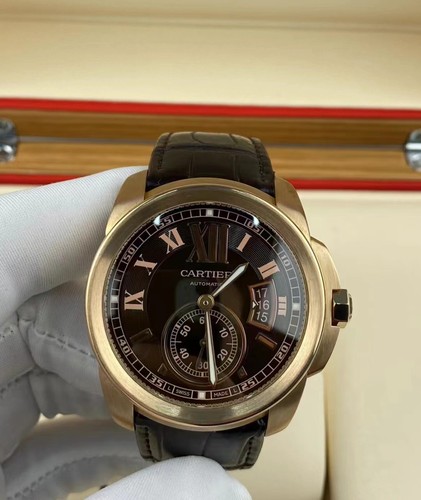 98新卡地亚卡利博18k玫瑰金W7100007自动机械42mm男表