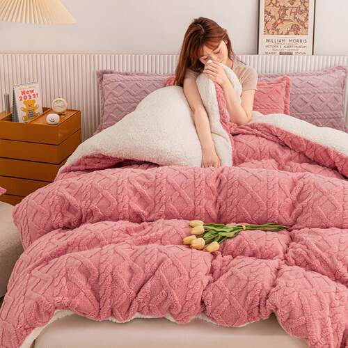 冬季保暖塔芙绒被套加厚法兰绒单件被罩纯色羊羔绒单双人宿舍被套