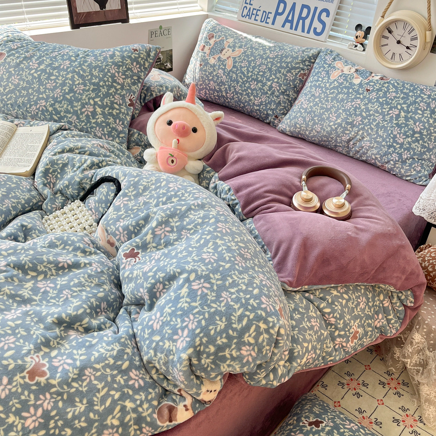 可爱少女卡通碎花加厚亲肤保暖可爱清新系列牛奶绒四件套单被套,床上用品,床垫/床褥/床护垫/榻榻米床垫,淘宝优惠券,粉丝福利购,淘宝优惠卷