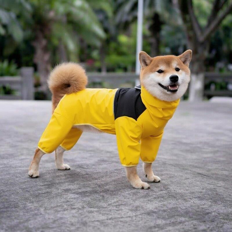 雨衣中大型犬边牧拉布拉多柴犬四脚衣冲锋衣防水防风狗狗衣服雨衣