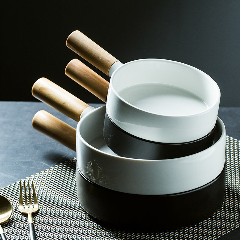 沙拉盘创意烘培盘带手柄简约厨房家用陶瓷盘子瓷盘蔬酒店餐厅菜盘