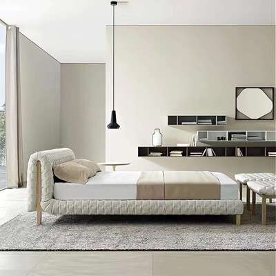 写意空间大床经典设计主卧现代简约轻奢高端意式奶油风布艺实木床