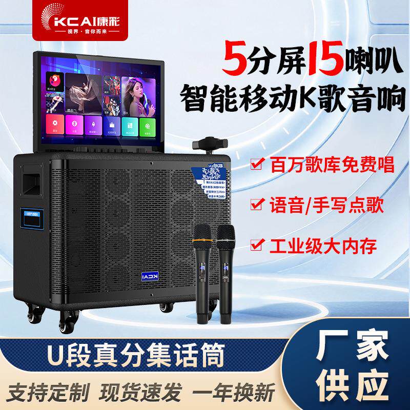 5分屏15喇叭智能移动k歌音响 移动拉杆k歌音箱家用智能WiFi音响