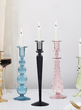 供应 创意玻璃烛台家居装饰法式欧式复古烛台摆件烛光晚餐宴