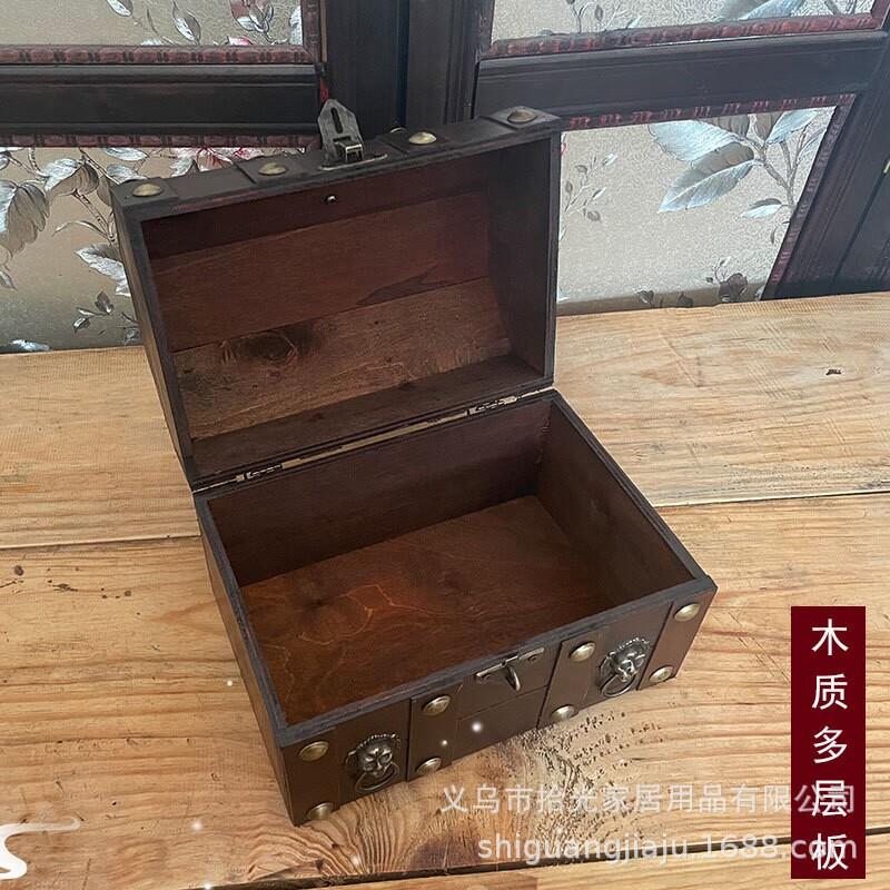 中式手提箱复古密室逃脱道具箱木箱子密码收纳箱大号储物箱百宝箱
