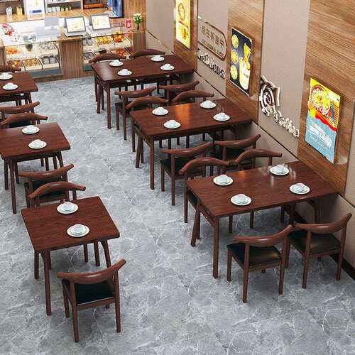 快餐桌椅组合小吃奶茶早餐甜品店餐厅食堂餐桌椅桌子面馆商用经济