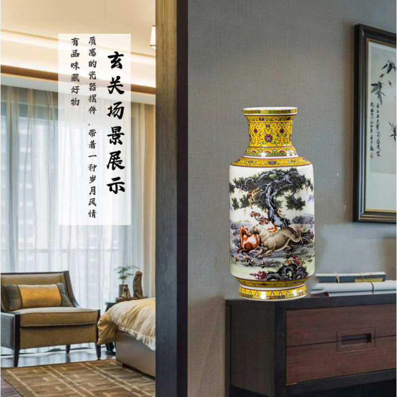 现代中式景德镇陶瓷粉彩花瓶书画箭筒书房办公室博古架装饰品摆件,家居饰品,花瓶,淘宝优惠券,粉丝福利购,淘宝优惠卷