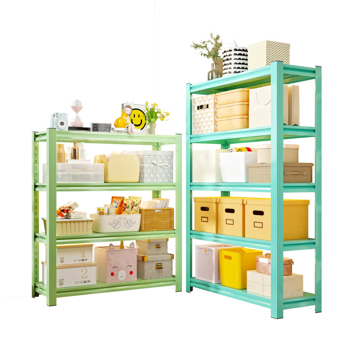 家用货架置物架落地多层厨房收纳架客厅阳台彩色储物架超市展示架