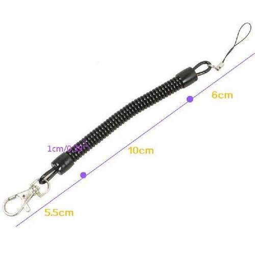 10 Pcs Theftproof Spring Coil Keychain Black for Key
