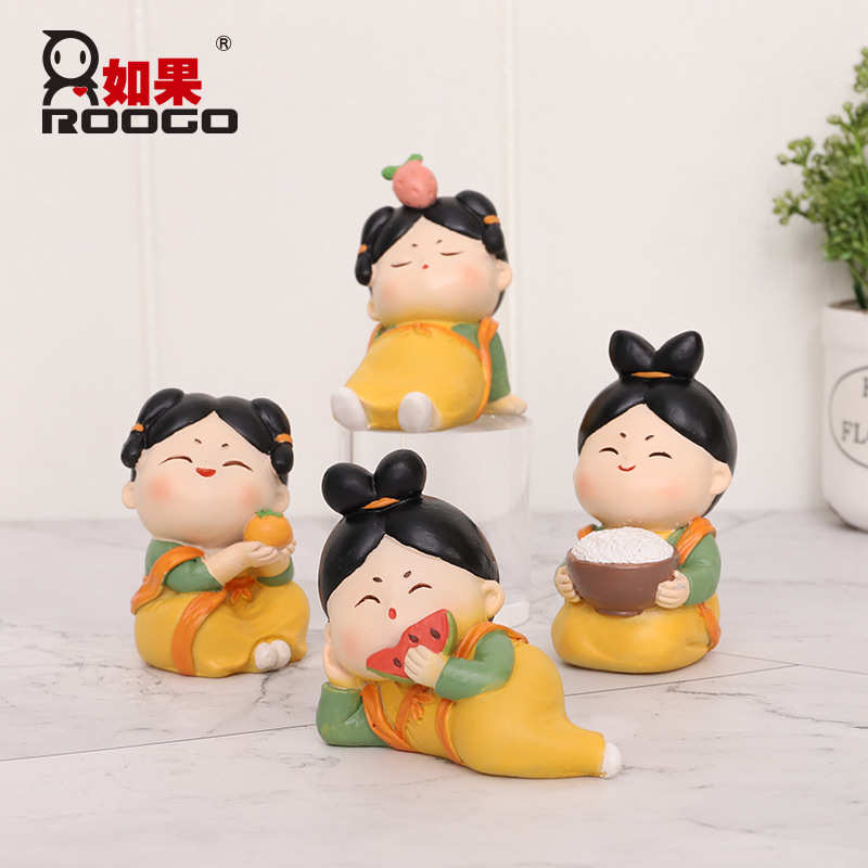 Kawaii Resin Tang Dynasty Servant Figurines Sculpture DIY
