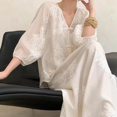 J 61977 New Chinese Style Embroidered Dress 新中式绣花连衣裙