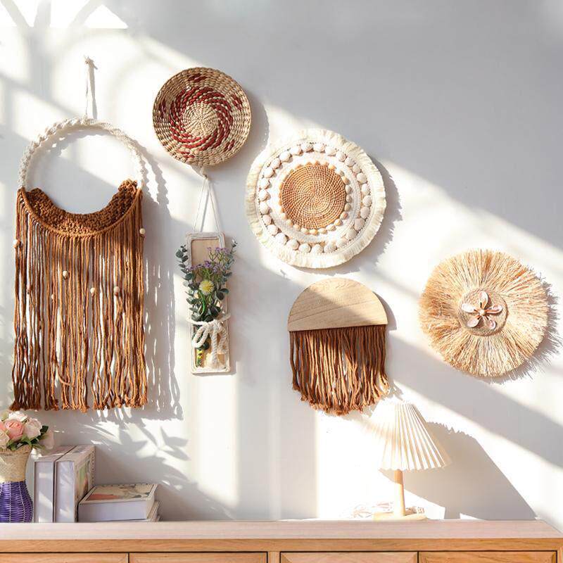 波西米亚风壁饰编织挂毯民宿装饰草编藤编墙面挂饰背景墙装饰挂布