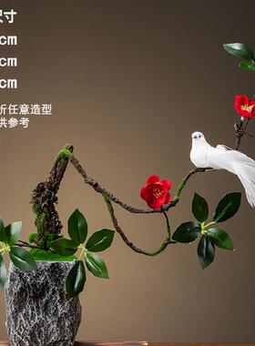 国风摆件酒店酒柜创意摆件仿真花鸟摆放办公室轻奢高档复古禅意境