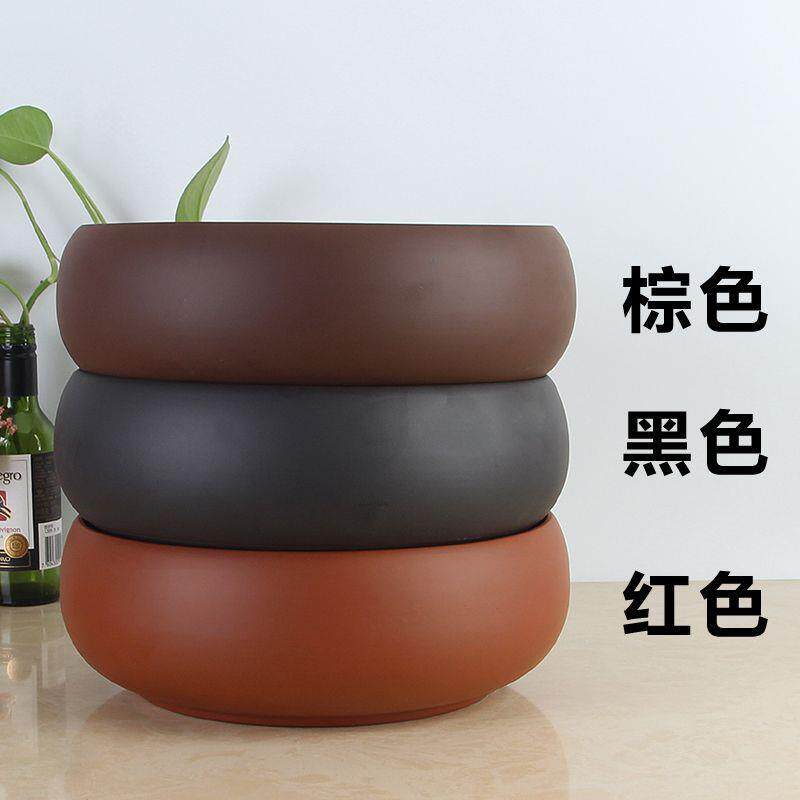 紫砂水培花盆陶瓷大口径盆景多肉植物铜钱草水仙花陶盆特大号