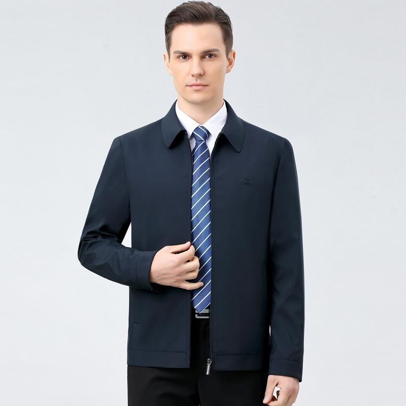 春茄装秋新款桑蚕丝夹外套中年JMN男克士爸爸薄款商务休闲克上衣