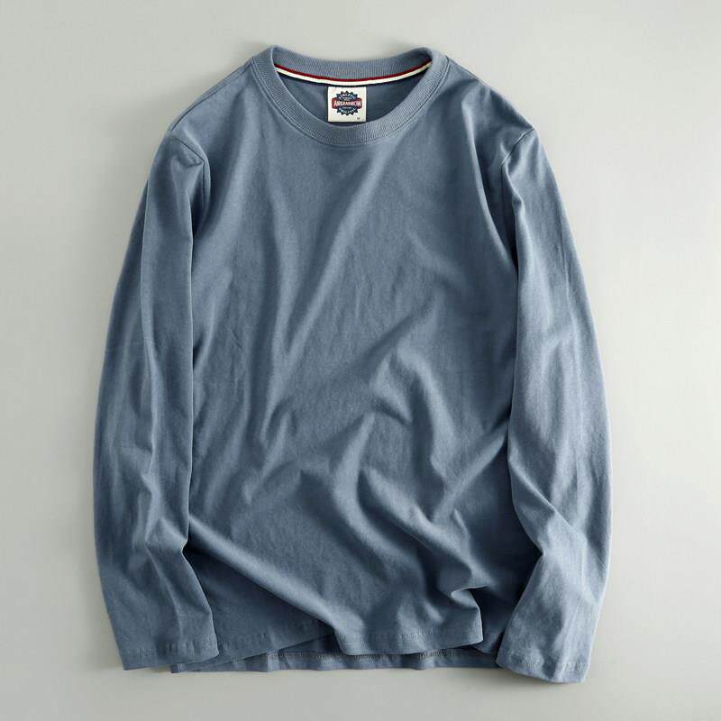 MAROLIO~出口日本！男士纯棉长袖T恤休闲圆领简约美式男装体恤衫