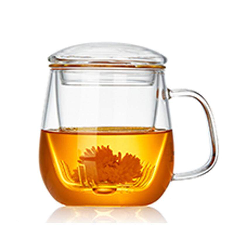 带把蘑菇杯高硼硅玻璃茶杯咖咖啡杯牛奶杯过滤带盖三件套玻璃茶壶
