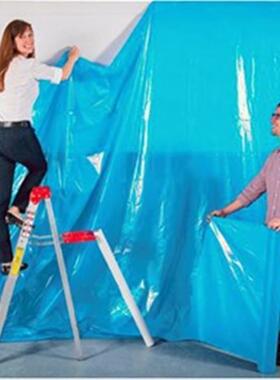 背景布出口装修PE塑料蓝色薄膜3.6米宽30米长卷膜阻燃红色折片膜