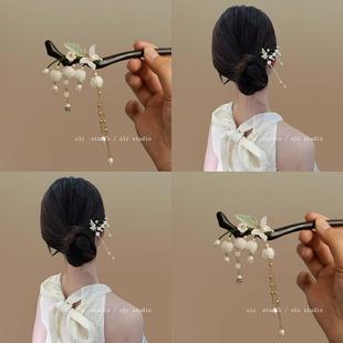 幽谷铃兰！新中式流苏发簪！铃兰花步摇簪子古风汉服配饰旅行发卡