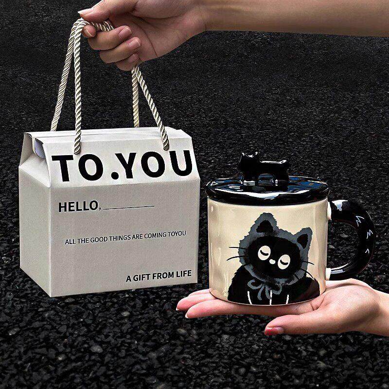 德国新款可爱猫咪杯子情人节情侣生日礼物水杯办公室陶瓷马克杯