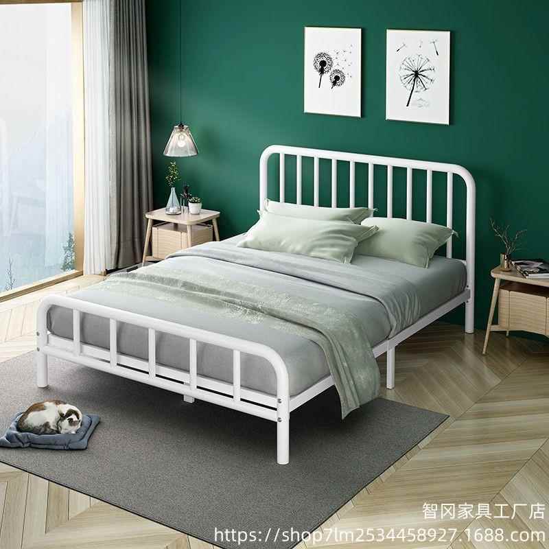 铁艺床铁床双人床简约现代.房8米铁床1.5租1出单人54d1床带床垫组