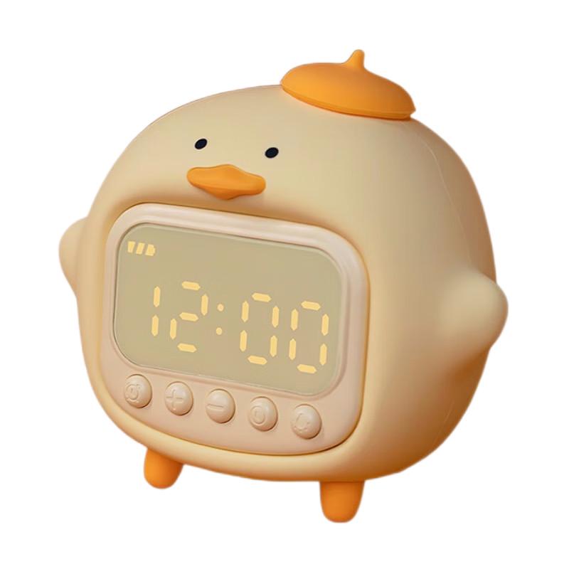 卡通抱抱鸭多功能闹钟小程序智能控制儿童硅胶陪睡氛围夜灯